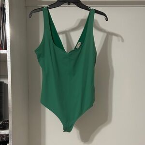 Green V-Neck Bodysuit